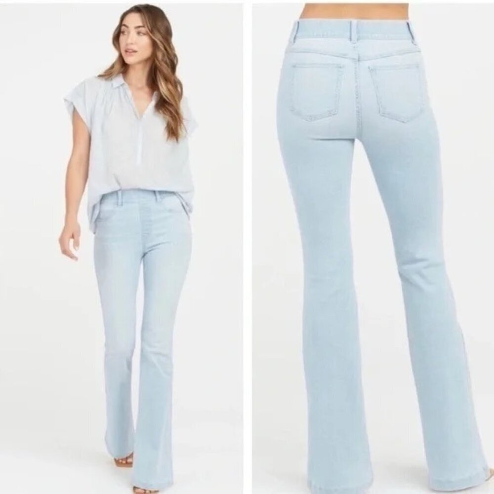 SPANX Denim Bootcut Flare Light Wash Pull-on Jeans Size M 90s Retro